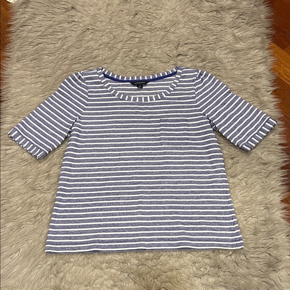 Lands End Blue and White Stripped Cotton Tshirt Shirt - Picture 1 of 7